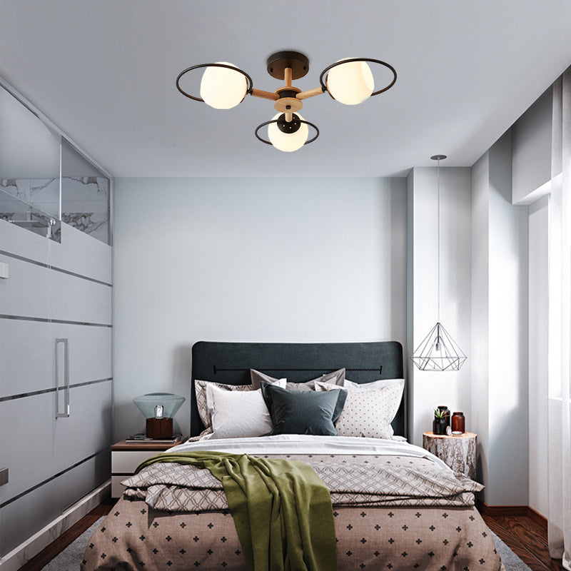 Simple Style Circle Hanging Pendant Fixture 3 Lights Iron Chandelier for Dining Room Black Clearhalo 'Ceiling Lights' 'Chandeliers' Lighting' options 32147_3bf06453-f8de-40a0-b7c5-993cb6b7a8f8