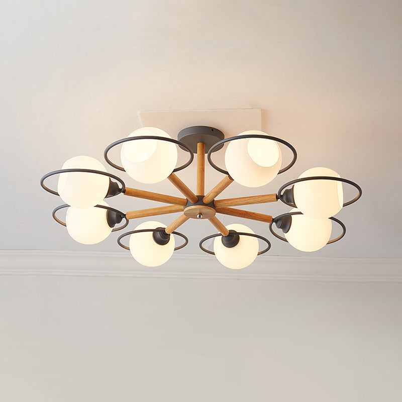 Dining Room Circle Hanging Lights Iron 8 Lights Modern in Green Hanging Pendant Fixture Clearhalo 'Ceiling Lights' 'Chandeliers' Lighting' options 32157