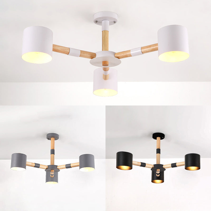 Metal and Wood Tapered Shade Hanging Lights 3 Lights Chic Modern Hanging Pendant Lights for Dining Room Clearhalo 'Ceiling Lights' 'Chandeliers' Lighting' options 32184