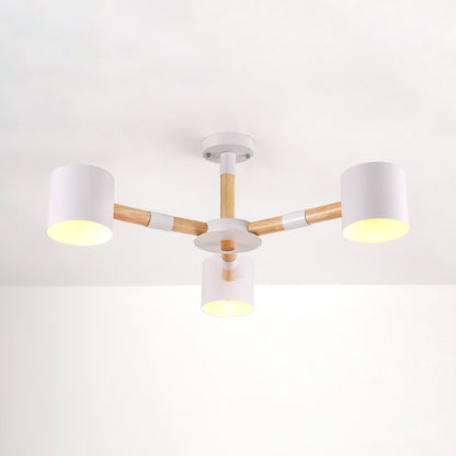 Metal and Wood Tapered Shade Hanging Lights 3 Lights Chic Modern Hanging Pendant Lights for Dining Room White Clearhalo 'Ceiling Lights' 'Chandeliers' Lighting' options 32185_669af4e1-f932-44e0-8f82-1ac86d343ac0