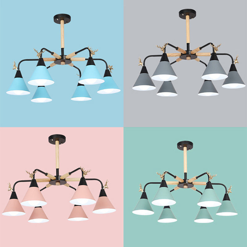 Macaroon Horn Shape Pendant Light Fixture Metal Hanging Lamp Fixture for Bedroom Clearhalo 'Ceiling Lights' 'Chandeliers' Lighting' options 32243