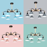 Macaroon Horn Shape Pendant Light Fixture Metal Hanging Lamp Fixture for Bedroom Clearhalo 'Ceiling Lights' 'Chandeliers' Lighting' options 32243