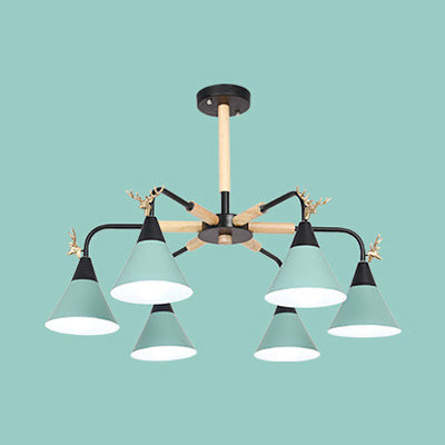 Macaroon Horn Shape Pendant Light Fixture Metal Hanging Lamp Fixture for Bedroom Green Clearhalo 'Ceiling Lights' 'Chandeliers' Lighting' options 32244_f4b3b2f9-ece9-4b7b-b378-ca1e3a1d8aa4