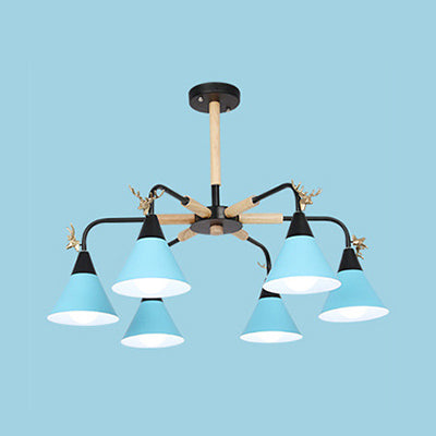 Macaroon Horn Shape Pendant Light Fixture Metal Hanging Lamp Fixture for Bedroom Blue Clearhalo 'Ceiling Lights' 'Chandeliers' Lighting' options 32248_7d30864e-d4fe-4067-99b4-ea4a31e4c183