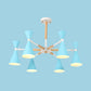 Scandinavian 6 Lights Hanging Lights Horn Shade Metal Hanging Chandelier for Kid Bedroom Blue Clearhalo 'Ceiling Lights' 'Chandeliers' Lighting' options 32277_52b9fb92-7347-4303-899b-db82fd7ff5bd