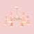 Scandinavian 6 Lights Hanging Lights Horn Shade Metal Hanging Chandelier for Kid Bedroom Pink Clearhalo 'Ceiling Lights' 'Chandeliers' Lighting' options 32279_b3a24c43-e1ec-4acb-913f-d40188dff262