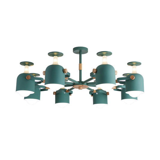 Cup Shape Bedroom Hanging Lamp Metal 8 Lights Modern Macaron Chandelier Clearhalo 'Ceiling Lights' 'Chandeliers' Lighting' options 32340