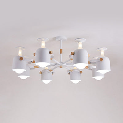 Cup Shape Bedroom Hanging Lamp Metal 8 Lights Modern Macaron Chandelier White Clearhalo 'Ceiling Lights' 'Chandeliers' Lighting' options 32341_f3b58bfa-3a0c-48b0-82c9-7914b61ba2ab