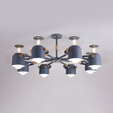 Cup Shape Bedroom Hanging Lamp Metal 8 Lights Modern Macaron Chandelier Clearhalo 'Ceiling Lights' 'Chandeliers' Lighting' options 32342