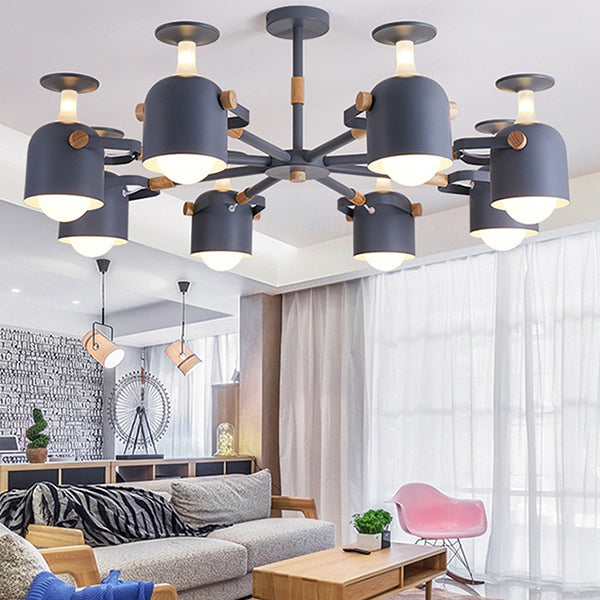 Cup Shape Bedroom Hanging Lamp Metal 8 Lights Modern Macaron Chandelier Clearhalo 'Ceiling Lights' 'Chandeliers' Lighting' options 32343