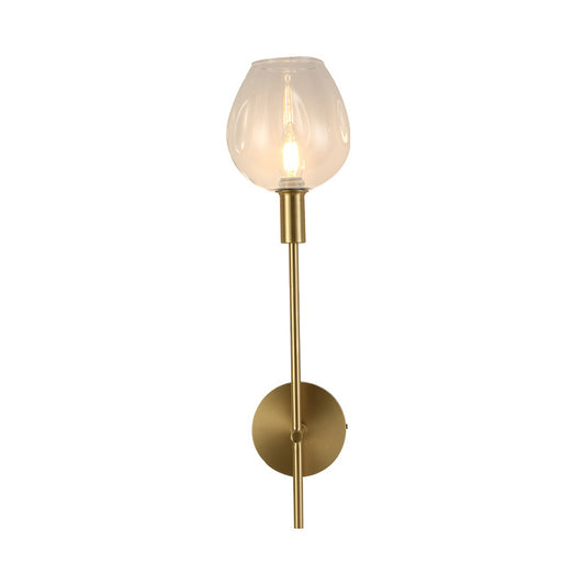 Clear Glass Cup Sconce Light Modern 1 Head Wall Mounted Lamp in Gold with Metal Pencil Arm Gold Clearhalo 'Cast Iron' 'Glass' 'Industrial' 'Modern wall lights' 'Modern' 'Tiffany' 'Traditional wall lights' 'Wall Lamps & Sconces' 'Wall Lights' Lighting' 324165