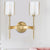 Gold Armed Wall Lighting Modern 2 Bulbs Metal Sconce Light Fixture with White Glass Shade