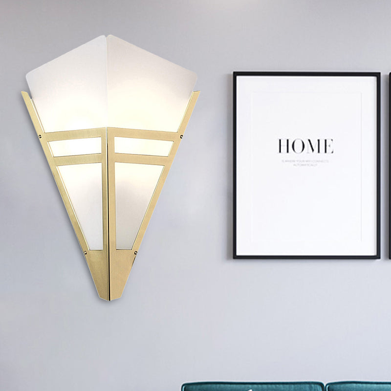 Tapered Wall Lighting Contemporary White Acrylic 1 Bulb Sconce Light Fixture in Gold Gold Clearhalo 'Cast Iron' 'Glass' 'Industrial' 'Modern wall lights' 'Modern' 'Tiffany' 'Traditional wall lights' 'Wall Lamps & Sconces' 'Wall Lights' Lighting' 324215