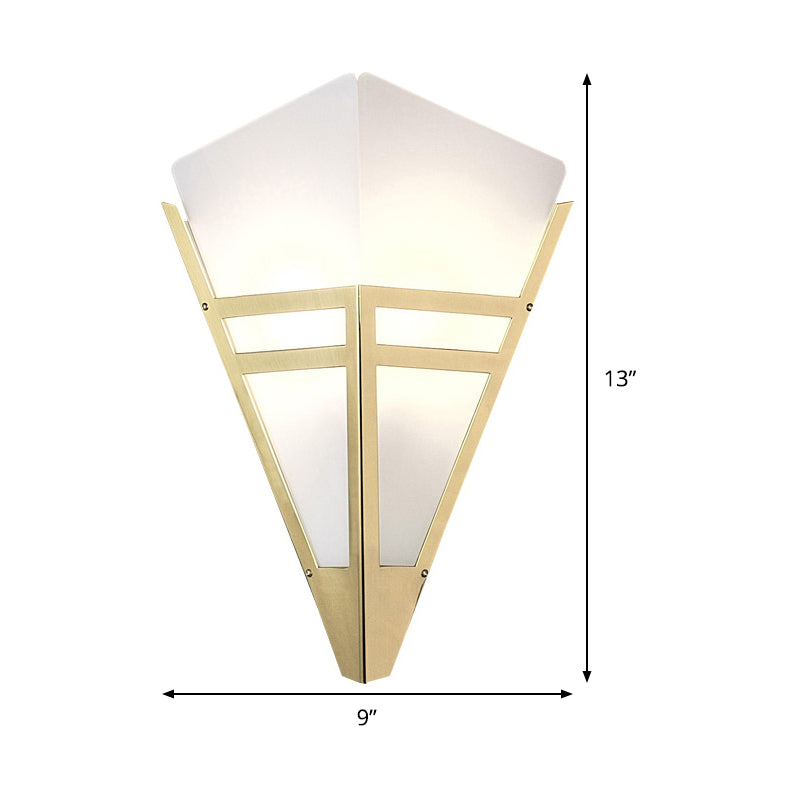Tapered Wall Lighting Contemporary White Acrylic 1 Bulb Sconce Light Fixture in Gold Clearhalo 'Cast Iron' 'Glass' 'Industrial' 'Modern wall lights' 'Modern' 'Tiffany' 'Traditional wall lights' 'Wall Lamps & Sconces' 'Wall Lights' Lighting' 324219