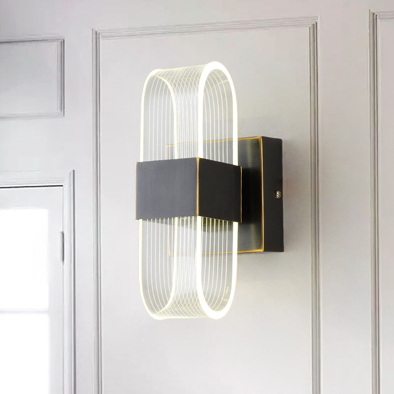 Metal Square Sconce Light Modernism LED Black Wall Mounted Lighting for Living Room - Black - Clearhalo - 'Cast Iron' - 'Glass' - 'Industrial' - 'Modern wall lights' - 'Modern' - 'Tiffany' - 'Traditional wall lights' - 'Wall Lamps & Sconces' - 'Wall Lights' - Lighting' - 324220