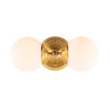 Spherical Sconce Contemporary Milky Glass 2 Heads Wall Mount Light Fixture in Brass Clearhalo 'Cast Iron' 'Glass' 'Industrial' 'Modern wall lights' 'Modern' 'Tiffany' 'Traditional wall lights' 'Wall Lamps & Sconces' 'Wall Lights' Lighting' 324228