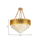 Brass Metallic Hanging Light Fixture Modern Style Layered Multi Light Chandelier Lamp with Crystal Block Clearhalo 'Ceiling Lights' 'Chandeliers' 'Modern Chandeliers' 'Modern' Lighting' 324311