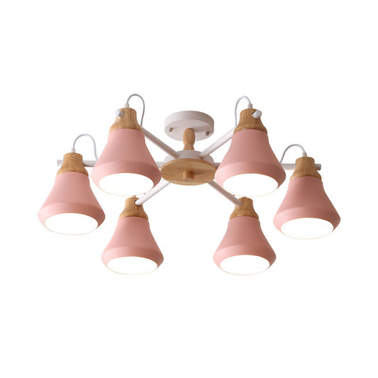 Pink Pyramid Hanging Lamp Fixture 3/6/8 Lights Modern Nordic Metal Chandelier for Kindergarten Clearhalo 'Ceiling Lights' 'Chandeliers' Lighting' options 32433
