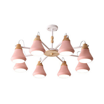 Pink Pyramid Hanging Lamp Fixture 3/6/8 Lights Modern Nordic Metal Chandelier for Kindergarten Clearhalo 'Ceiling Lights' 'Chandeliers' Lighting' options 32435