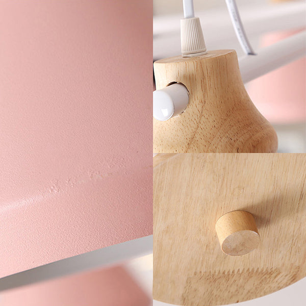 Pink Pyramid Hanging Lamp Fixture 3/6/8 Lights Modern Nordic Metal Chandelier for Kindergarten Clearhalo 'Ceiling Lights' 'Chandeliers' Lighting' options 32436