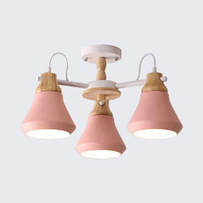 Pink Pyramid Hanging Lamp Fixture 3/6/8 Lights Modern Nordic Metal Chandelier for Kindergarten Clearhalo 'Ceiling Lights' 'Chandeliers' Lighting' options 32437