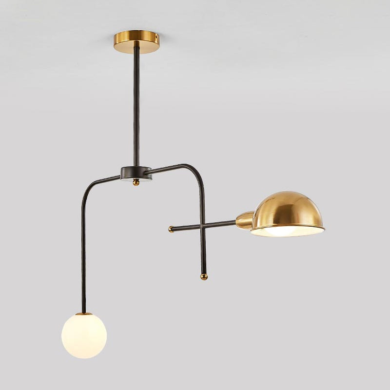 Metal Armed Hanging Chandelier Modern 2/4 Bulbs Black and Gold Ceiling Suspension Lamp Clearhalo 'Ceiling Lights' 'Chandeliers' 'Modern Chandeliers' 'Modern' Lighting' 324376