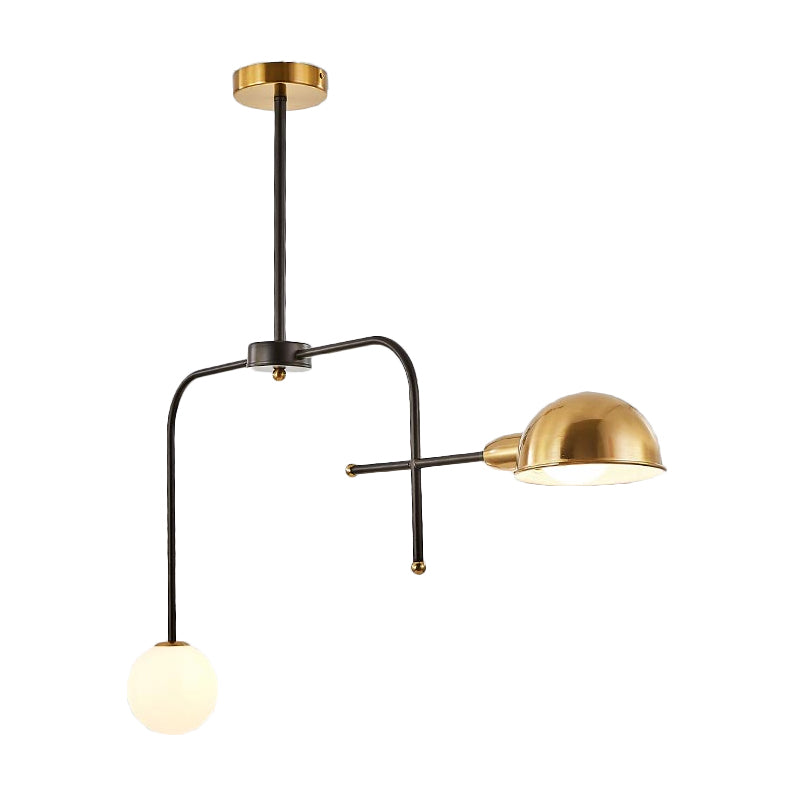 Metal Armed Hanging Chandelier Modern 2/4 Bulbs Black and Gold Ceiling Suspension Lamp Clearhalo 'Ceiling Lights' 'Chandeliers' 'Modern Chandeliers' 'Modern' Lighting' 324377