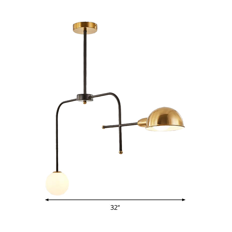Metal Armed Hanging Chandelier Modern 2/4 Bulbs Black and Gold Ceiling Suspension Lamp Clearhalo 'Ceiling Lights' 'Chandeliers' 'Modern Chandeliers' 'Modern' Lighting' 324378