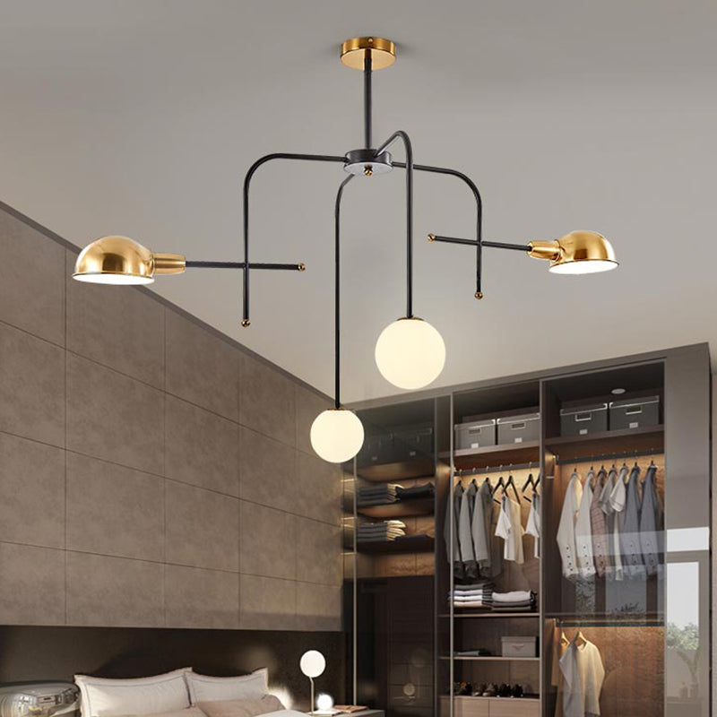 Metal Armed Hanging Chandelier Modern 2/4 Bulbs Black and Gold Ceiling Suspension Lamp Clearhalo 'Ceiling Lights' 'Chandeliers' 'Modern Chandeliers' 'Modern' Lighting' 324380
