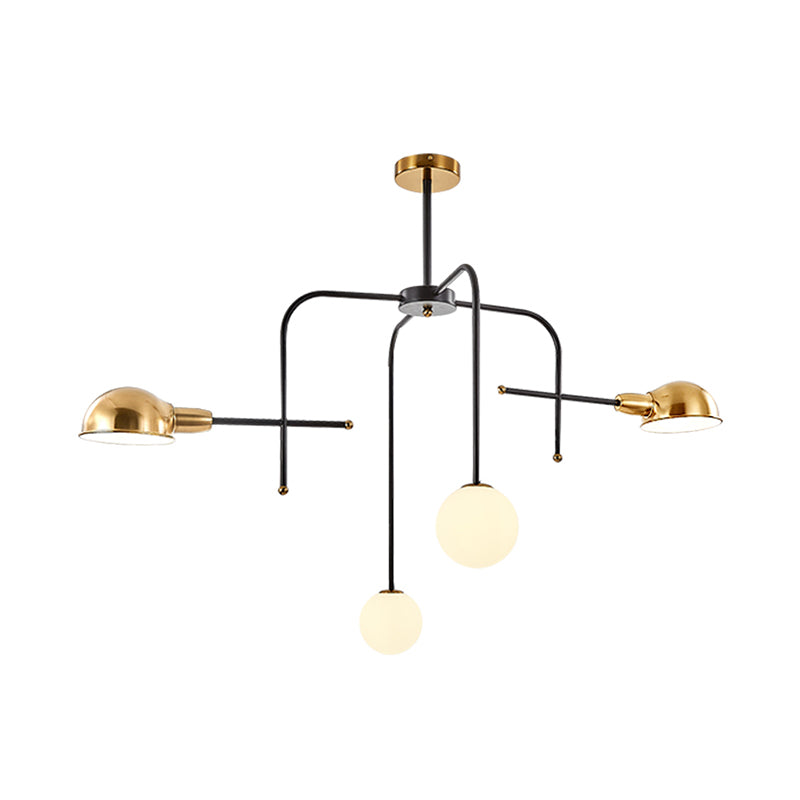 Metal Armed Hanging Chandelier Modern 2/4 Bulbs Black and Gold Ceiling Suspension Lamp Clearhalo 'Ceiling Lights' 'Chandeliers' 'Modern Chandeliers' 'Modern' Lighting' 324382
