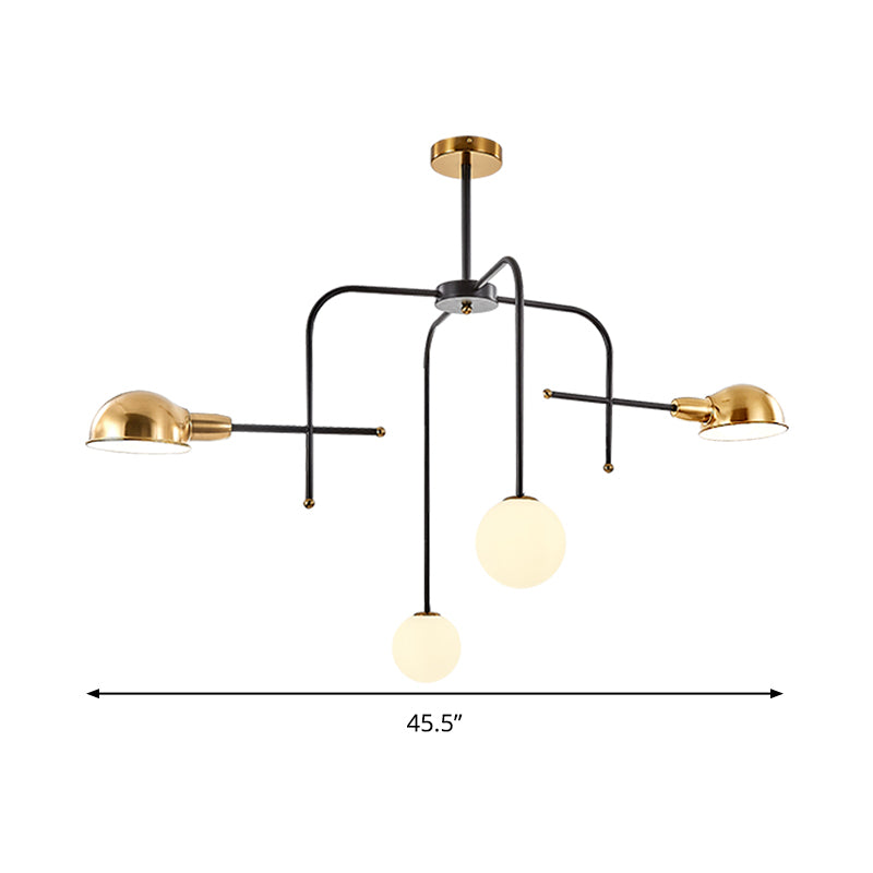Metal Armed Hanging Chandelier Modern 2/4 Bulbs Black and Gold Ceiling Suspension Lamp Clearhalo 'Ceiling Lights' 'Chandeliers' 'Modern Chandeliers' 'Modern' Lighting' 324383