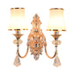 Gold Flared Wall Mount Light Fixture Traditional Translucent Crystal 1/2 Heads Living Room Wall Sconce Lighting Clearhalo 'Wall Lamps & Sconces' 'Wall Lights' Lighting' 324426