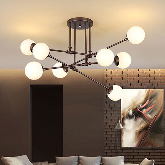 Coffee Bubble Ceiling Chandelier Contemporary 8 Bulbs Opal Glass Hanging Pendant Light Coffee Clearhalo 'Ceiling Lights' 'Chandeliers' 'Glass shade' 'Glass' 'Modern Chandeliers' 'Modern' Lighting' 324467