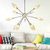Modernism Tapered Chandelier Light Amber Glass 12 Bulbs Bedroom Ceiling Suspension Lamp Amber Clearhalo 'Ceiling Lights' 'Chandeliers' 'Glass shade' 'Glass' 'Modern Chandeliers' 'Modern' Lighting' 324481