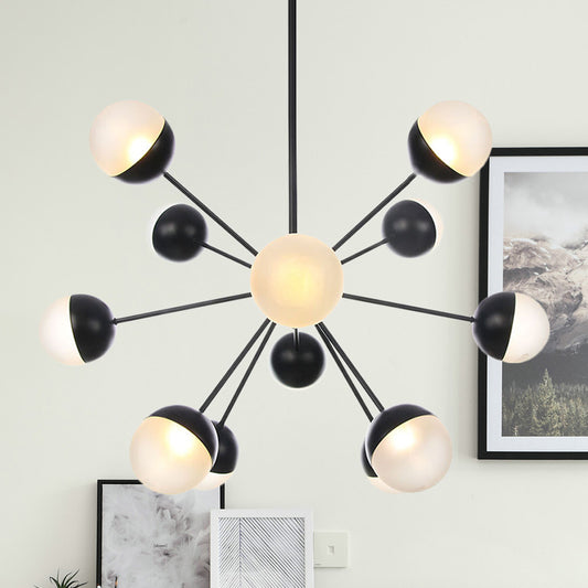 Frosted Glass Bubbly Chandelier Light Contemporary 12 Heads Ceiling Suspension Lamp in Black Clearhalo 'Ceiling Lights' 'Chandeliers' 'Glass shade' 'Glass' 'Modern Chandeliers' 'Modern' Lighting' 324515