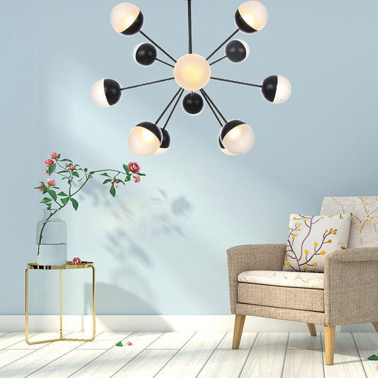 Frosted Glass Bubbly Chandelier Light Contemporary 12 Heads Ceiling Suspension Lamp in Black Clearhalo 'Ceiling Lights' 'Chandeliers' 'Glass shade' 'Glass' 'Modern Chandeliers' 'Modern' Lighting' 324516