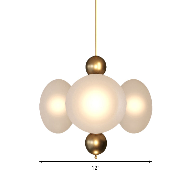 Gold Round Chandelier Light Modernism 4 Heads Frosted Glass Ceiling Suspension Lamp Clearhalo 'Ceiling Lights' 'Chandeliers' 'Glass shade' 'Glass' 'Modern Chandeliers' 'Modern' Lighting' 324713