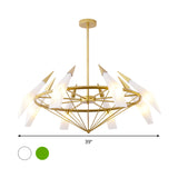 Contemporary Tapered Pendant Chandelier Cream/Green Glass 8 Heads Living Room Hanging Light Kit Clearhalo 'Ceiling Lights' 'Chandeliers' 'Glass shade' 'Glass' 'Modern Chandeliers' 'Modern' Lighting' 324734