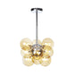 Modern 9 Heads Chandelier Light Chrome Orb Pendant Lighting Fixture with Amber Glass Shade Clearhalo 'Ceiling Lights' 'Chandeliers' 'Close To Ceiling Lights' 'Glass shade' 'Glass' 'Modern Chandeliers' 'Modern' Lighting' 324821