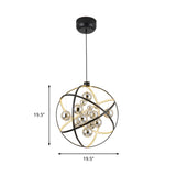 Round Pendant Chandelier Modernist Smoke Glass LED Ceiling Hanging Light in Black Clearhalo 'Ceiling Lights' 'Chandeliers' 'Glass shade' 'Glass' 'Modern Chandeliers' 'Modern' Lighting' 324847