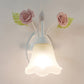 Ivory Glass Flower Wall Mounted Lamp Countryside 1 Head Living Room Sconce Light Fixture in White/Pink/Blue White Clearhalo 'Wall Lamps & Sconces' 'Wall Lights' Lighting' 324966