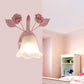 Ivory Glass Flower Wall Mounted Lamp Countryside 1 Head Living Room Sconce Light Fixture in White/Pink/Blue Pink Clearhalo 'Wall Lamps & Sconces' 'Wall Lights' Lighting' 324971