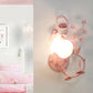 Cream Glass Blossom Wall Mounted Lamp Countryside 1 Head Living Room Sconce Light Fixture in White/Pink, Left/Right Pink Left Clearhalo 'Wall Lamps & Sconces' 'Wall Lights' Lighting' 324999