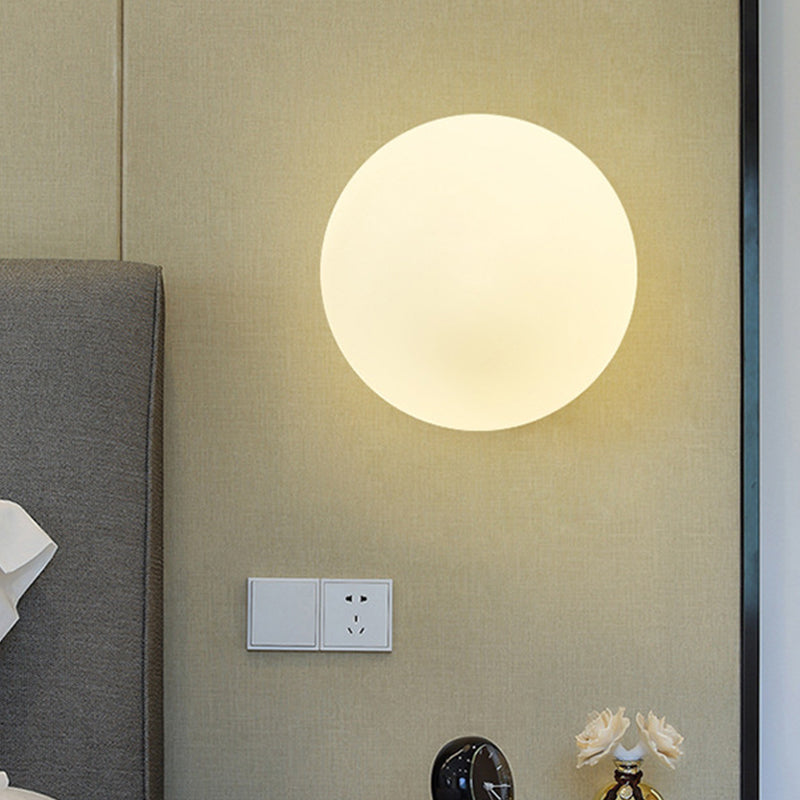 1 Bulb Bedroom Wall Lamp Modernist Gold Sconce Light Fixture with Ball Opal Glass Shade Clearhalo 'Cast Iron' 'Glass' 'Industrial' 'Modern wall lights' 'Modern' 'Tiffany' 'Traditional wall lights' 'Wall Lamps & Sconces' 'Wall Lights' Lighting' 325016