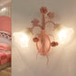 2 Lights Opal Glass Wall Sconce Countryside Pink Blossom Living Room Wall Mounted Light Clearhalo 'Wall Lamps & Sconces' 'Wall Lights' Lighting' 325053