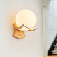 1 Head Stairway Wall Lamp Modernism Wood Sconce Light Fixture with Round Opal Glass Shade Clearhalo 'Wall Lamps & Sconces' 'Wall Lights' Lighting' 325153