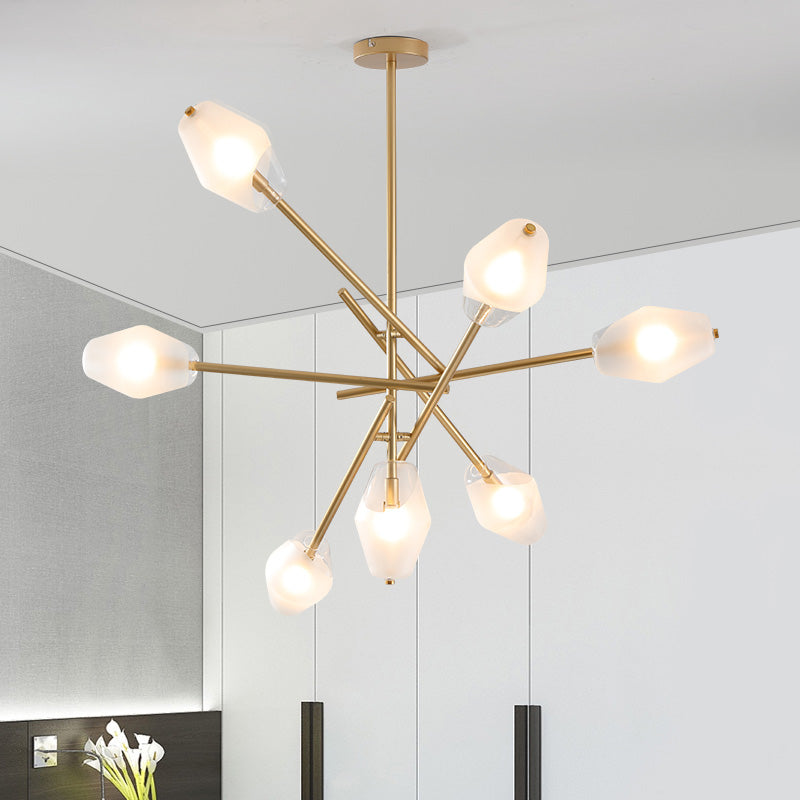 Gold Urn Hanging Chandelier Contemporary 7 Heads Frosted Glass Pendant Lighting Fixture Clearhalo 'Ceiling Lights' 'Chandeliers' 'Close To Ceiling Lights' 'Close to ceiling' 'Glass shade' 'Glass' 'Semi-flushmount' Lighting' 325236