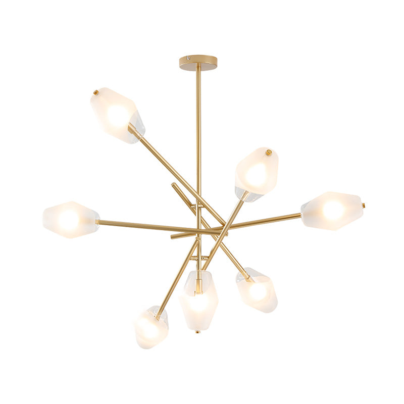 Gold Urn Hanging Chandelier Contemporary 7 Heads Frosted Glass Pendant Lighting Fixture Clearhalo 'Ceiling Lights' 'Chandeliers' 'Close To Ceiling Lights' 'Close to ceiling' 'Glass shade' 'Glass' 'Semi-flushmount' Lighting' 325238