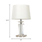 White Drum Nightstand Lamp Traditional Stylish Fabric 1 Light Bedroom Table Light with Clear Crystal Base Clearhalo 'Lamps' 'Table Lamps' Lighting' 325251