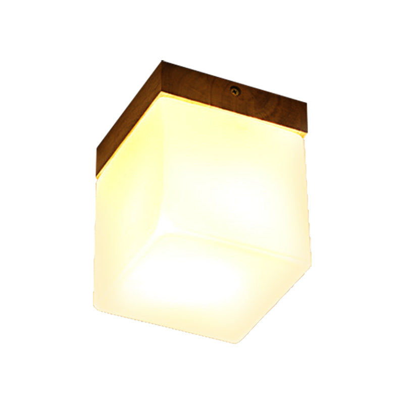 Frosted Glass Geometric Flush Mount Light Nordic 1 Light Flush Ceiling Light Fixture in White for Corridor Clearhalo 'Ceiling Lights' 'Close To Ceiling Lights' 'Close to ceiling' 'Flush mount' Lighting' 325258